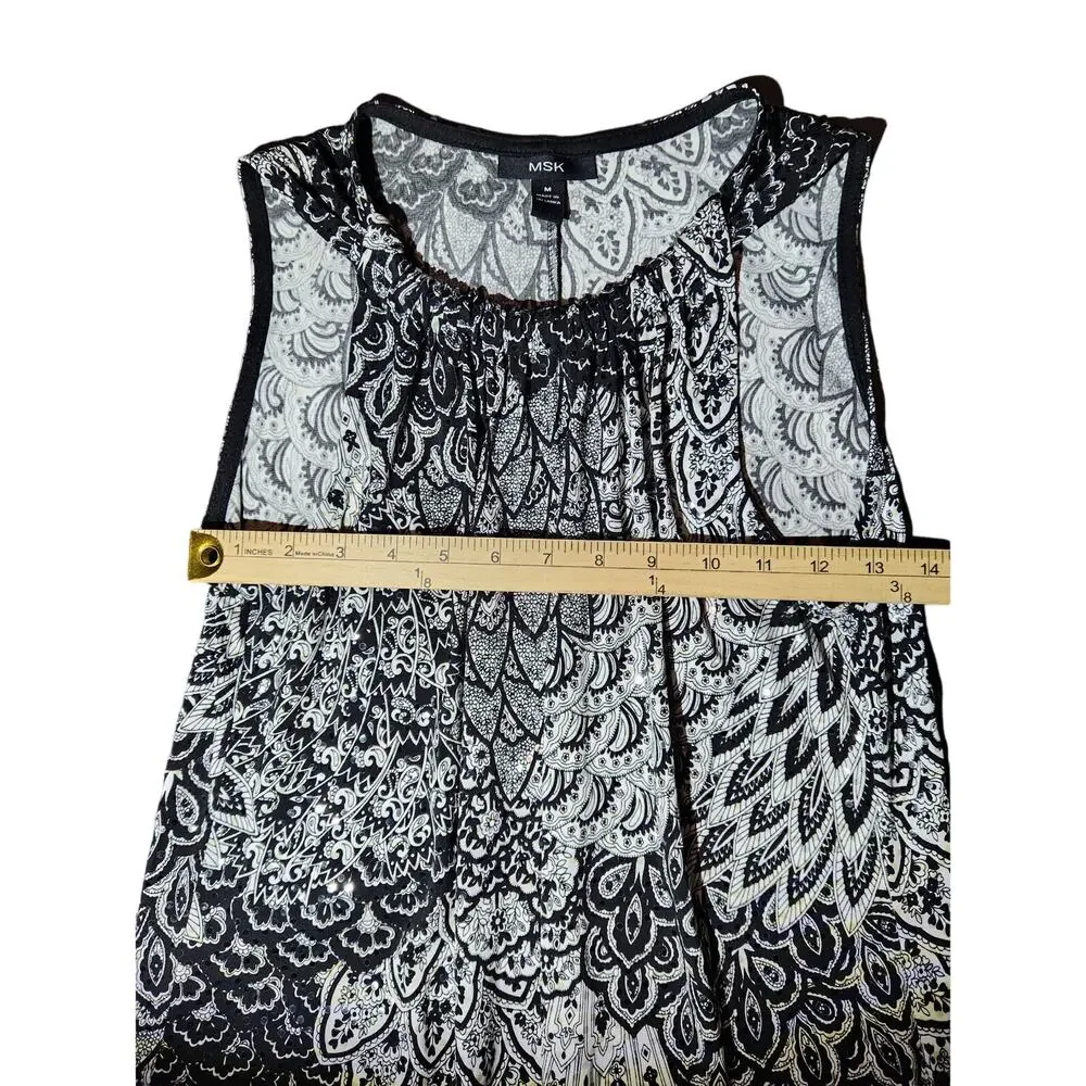MSK Black & White Sequin Ruffle Hem Party Cocktail Dress Size M A1.11